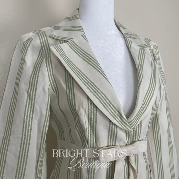 Rare Stripe Blazer Jacket ASO Paige Matthews Charmed Cream Green Bow 6 Vintage - Picture 9 of 10